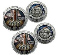 2 Pack Artemis II Lunar Mission Commemorative Coin Hard Enamel Pin/Embroidery Hook Patch, Space Collectible for Home Decor, Collector, Astronomy Lovers (Coin B)