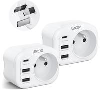 2 Pack AU Plug Adapter Australia China New Zealand Argentina with 2 USB Ports & 1 USB-C Port Adapted to AUS French Plug Adapter AUS to France,Type I