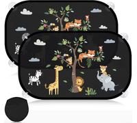 2 Pack Baby Car Sun Shade With Uv Protection 51 X 31 Cm For Car Window With 8 Suction Cups And Cute Animals (Forest Animals)