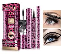 2 Pack Black Silk Fibre Liquid Eyeliner,Black Mascara,Volume And Length Eyeliner,Sweat And Stain Resistant,Gift For Women