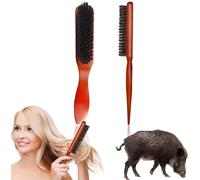 2 Pack Boar Bristle Brush Beard Brush Men Beard Brush Pig Hair Brush Beard Care Brush Sleek Bun Hair Brush for Hair and Beard