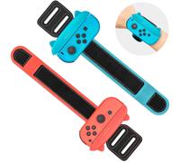 2 Pack Bracelets Pour Nintendo Switch/Switch Oled Joy Con - Sangle De Poignet Réglable Poignée De Manette Pour Just Dance 2025/2024/2023/2022/2021 Et Zumba Burn It Up (Rouge Et Bleu)