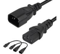 2 Pack C14 to C13 18AWG 10A 250V IEC 320 C13 to C14 Computer Monitor PDU Monitor Extension Power Extension Cord 0.3m/11.8 Inch