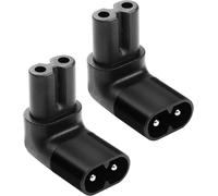 2 Pack C7 to C8 Right Angle Adapter 90 Degree European Plug Angled IEC C7 Power Cable 2 Pin C8 Male to C7 Female Power Adapter for Computer