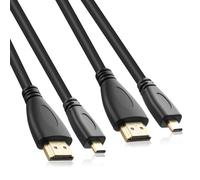 2 Pack Cable Micro HDMI to HDMI 1.5m, 4K Resolution, Supports High Speed, 60Hz 1080P, Compatible avec Raspberry Pi 5/4B, GoPro Hero 7 Black Hero 4 5 6, Sony A6000/6300 Camera, Yoga 3 Pro