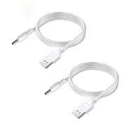 2 Pack | Câbles Alimentation USB vers DC 3,5 x 1,35mm 5V | 100cm | Pour Bandes Lumineuses LED USB, Lampes de Poche, Lampes de Table, Ventilateurs, Horloges, Haut-Parleurs
