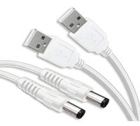 2 Pack | Câbles Alimentation USB vers DC 5,5 x 2,1mm 5V | 100cm | Pour Bandes Lumineuses LED USB, Lampes de Poche, Lampes de Table, Ventilateurs, Horloges, Haut-Parleurs