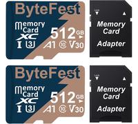 2 Pack Carte Mémoire Mic Rosd 512Go Avec 2 Adaptateurs, Uhs-I U3 C10 V30 4K Uhd, Tf Card Pour Caméras D'Action Drone Consoles De Jeux