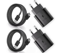 2-Pack Chargeur 25W Câble de Charge USB C pour Samsung Galaxy S25 S24 S23 S22 S21 S20 FE S10 S9 S8 A55 A54 A53 A51 A50 A34 A33 A15 Z Fold 6, Chargeur Rapide avec Type C Câble de Charge Rapide 2M