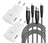 2-Pack Chargeur avec Câble de Charge pour Samsung Galaxy S8 S8 Plus S9 S9 Plus S10 S10 Plus S10e 5G S20 S21 S22 A10 A50 A51 A40 A30 Z Flip3 Fold2 2m Type C Nylon Câble de Charge Rapide Chargeur Rapide