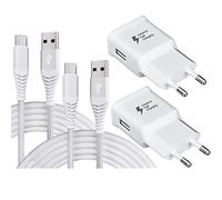 2-Pack Chargeur avec Câble de Charge USB C Nylon Type C Câble 2m Charge Rapide pour Samsung Galaxy S21 S20 S8 S8+ S9 S9+ S10 S10 Plus A20 A50 A51 Note 9/8, Chargeur Rapide de Remplacement d'origine