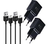 2 Pack Chargeur Avec Câble Pour Samsung Galaxy S10,S10 Plus,S10e,S9,S9 Plus,S8,A13,A14,A22,A23,A33,A34,A51,A52,A53,A04s,A05s, Chargeur Rapide De Rechange D'origine Avec 1.5m Type-C Câble - Noir