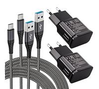 2-Pack Chargeur avec USB C Nylon Type C Câble de Charge Rapide de 2m pour Samsung Galaxy S21 S20 S8 S8+ S9 S9+ S10 S10 Plus S10e A50 A55 A71 A30 A15 A14, Chargeur Rapide de Remplacement d'origine