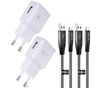 2 Pack Chargeur + Câble Type c 200cm Compatible avec Samsung Galaxy S20, S10, S10 Plus, S10E, S9, S9 Plus, S8, S8 Puls, Note 10, Note 9, Note 8, DBZYLN AFC Chargeur Rapide - Blanc