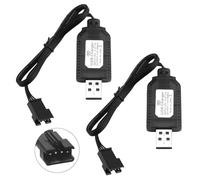 2-Pack Chargeur LiPo 2s 7.4V USB avec Connecteur SM-4P, Chargeur de Batterie Voiture RC Universel, Compatible avec Voiture, Camion, Drone, Train Télécommandé Jouets, USB Rapide et Portable