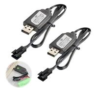 2 Pack Chargeur LiPo 2s 7.4V USBavec Connecteur SM-3P Universel Câble RC Batterie Voiture Compatible avec Véhicule Buggy Drone Bateau Avion Hélicoptère Autres Jouets Télécommandés Rapide et Portable