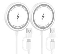 2 Pack Chargeur sans Fil Compatible avec iPhone 15W, Compatible avec 16/15/14/13/12 Series, Chargeur Rapide USB-C vers Téléphone et Écouteurs sans Fil, Sécurité Avancée, Design Élégant, Blanc
