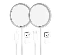 2 Pack Chargeur sans Fil pour iPhone 15W, Chargeur Rapide USB C, Station de Charge Inductive sans pour MagSafe/Apple iPhone 16/16 Pro/16 Plus/16 Pro Max/15/15 Pro/15 Plus/14/13/12/AirPods Pro