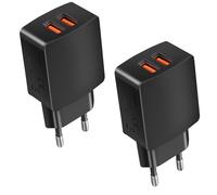 2-Pack Chargeur USB-A, 2-Port Prise Secteur Double USB 5V/2.1A Embout Bloc Chargeur Multiprise Adaptateur Universel pour iPhone iPad Airpods, Kindle, Samsung, Google, Xiaomi, Telephone Tablettes