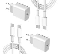2-Pack Chargeur USB C Rapide pour iPhone 16/16 Pro/15/16 Pro Max/16 Plus/15/15 Plus/iPad Pro/Air, Samsung Galaxy A55 A15 S25 S24 S23, 20W USBC Prise Secteur Adaptateur avec 2M Câble Type C