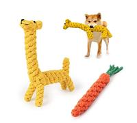 2 Pack Chiot Chiot Petits Chiots Petits Chiens mâcher Jouets Toys Dentition Corde Ballon Noeud Formation Dents durables Dents interactives Coton Dentaire Soins dentaires traite anxiété Girafe
