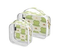 2 Pack Clear Voyage Maquillage Cosmétique Trousse de Toilette Mignon Grenouille Champignon pour Femmes Hommes Filles, Dragonfly Cosmétique Cire Organisateur Sac pour Essentiels de Voyage, Multicolore,