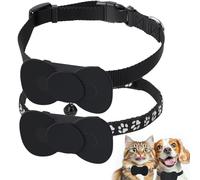 2 Pack Collier Chat avec Accessoire, Collier GPS Chat Tracker, Compatible avec Airtag Apple, Aide Localiser Votre Chat, sans Frais Supplémentaires, Réfléchissant Cat avec Anti étranglement, Réglable