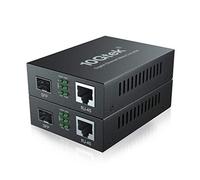 [2 Pack] Convertidor de Medios Gigabit Ethernet Open SFP Slot, 10/100/1000M RJ45 a 1000M SFP, European Power Adapter