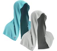 2 Pack Cooling Towel With Hood Neck And Face Quick Dry Absorbent Cooling Microfiber Towel For Beach Camping Construction Lake Blue/Grey