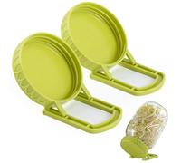 2 Pack Couvercles de Germination avec Support Inclinable, Germoir pour Graines à Germer Compatible Bocaux Large Ouverture, Idéal pour Bocal de Germination, Graines Germées Maison et Culture de Pousse