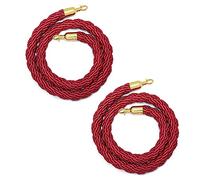 2 Pack Crowd Control Ropes for Party Event/Trade Shows/cinemas/car Show,Stanchion Queue Barrier Rope with Gold Hooks, Twisted Hemp Fabric(Red,3m/9.8ft)