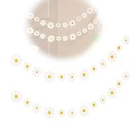 2 Pack Daisy Boho Banner Party Decorations, Daisy Pulls, Funky White Daisy Decorations Hippie Decorations Summer Party Spring Flowers Paper Garland Indoor Outdoor Girls Birthday Party Accessories