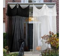 2 Pack de Fantômes Suspendus d'halloween Effrayants et Effrayants, Décorations Murales d'halloween avec des Fantômes de Gaze Volants Effrayants et Un Masque de Squelette