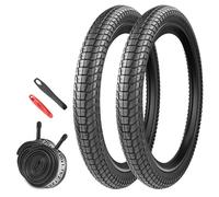 2-Pack de pneus pliables 20 pouces 20x1.95/2.1/2.25 compatibles 50/53/57-406 pour vélo de 20 pouces VTT/BMX (2*pneus+2*chambres à air, 20x2.1)