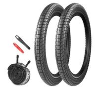 2-Pack de pneus pliables de 20 pouces 20x1,95/2,1/2,25 compatibles 50/53/57-406 pour vélo de 20 pouces VTT/BMX (2*pneus+2*chambres à air, 20x1,95)