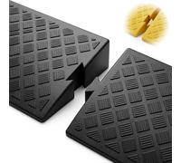 2 pack de rampes de conduite en caoutchouc, feutre à seuil portatif pour voitures basses, scooters et tondeuses. Surface texturée non glissante, jaune, 16 cm de hauteur, solution d'accès au sol sécuri