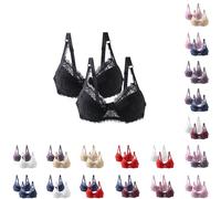 2 Pack de Soutiens-gorge à armatures en dentelle pour femmes avec bonnet complet, non rembourrés, push-up, à couverture intégrale avec bonnets souples et bretelles réglables pour un confort quotidien