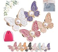 2-Pack Detachable Butterfly Clips, Adjustable Butterfly Pants Waist Tightener, Reusable Decorative Pant Knots, for Loose Jeans Jackets Coats Shirts Overalls (4pcs-E)