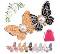 2-Pack Detachable Butterfly Clips, Adjustable Butterfly Pants Waist Tightener, Reusable Decorative Pant Knots, for Loose Jeans Jackets Coats Shirts Overalls (2pcs-C)