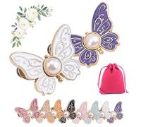 2-Pack Detachable Butterfly Clips, Adjustable Butterfly Pants Waist Tightener, Reusable Decorative Pant Knots, for Loose Jeans Jackets Coats Shirts Overalls (2pcs-A)