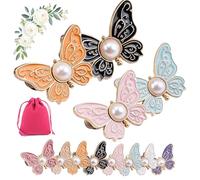 2-Pack Detachable Butterfly Clips, Adjustable Butterfly Pants Waist Tightener, Reusable Decorative Pant Knots, for Loose Jeans Jackets Coats Shirts Overalls (4pcs-C)