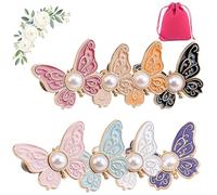 2-Pack Detachable Butterfly Clips, Adjustable Butterfly Pants Waist Tightener, Reusable Decorative Pant Knots, for Loose Jeans Jackets Coats Shirts Overalls (8pcs)