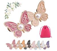 2-Pack Detachable Butterfly Clips, Adjustable Butterfly Pants Waist Tightener, Reusable Decorative Pant Knots, for Loose Jeans Jackets Coats Shirts Overalls (2pcs-D)