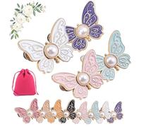 2-Pack Detachable Butterfly Clips, Adjustable Butterfly Pants Waist Tightener, Reusable Decorative Pant Knots, for Loose Jeans Jackets Coats Shirts Overalls (4pcs-B)