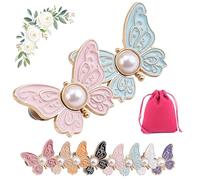 2-Pack Detachable Butterfly Clips, Adjustable Butterfly Pants Waist Tightener, Reusable Decorative Pant Knots, for Loose Jeans Jackets Coats Shirts Overalls (2pcs-B)