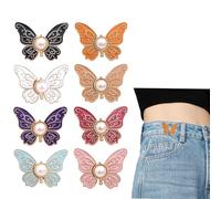 2-Pack Detachable Butterfly Clips, Detachable Butterfly Button for Waist, 4pcs butterflies Button for Pant Waist Tightener(8pcs)