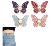 2-Pack Detachable Butterfly Clips, Detachable Butterfly Button for Waist, 4pcs butterflies Button for Pant Waist Tightener(Four A's.)