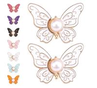 2-Pack Detachable Butterfly Clips, Detachable Butterfly Clips for Clothes, Fashion Butterfly Waist Clips, Reusable Pantwaist Tightener for Loose Jeans Jackets Coats Shirts Overalls (2PCS-F)