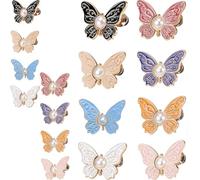 2-Pack Detachable Butterfly Clips, Pant Waist Tightener Cinching Button, Jean Tighten Waist Clip Buckle for Women, No Sew Adjustable Clips for Pants, Pearl Knots Loose Alteration Reusable(8PCS)