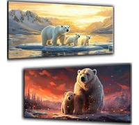 2 Pack Diamond Painting Ours Blanc, animal Peinture Diamant Adulte, Broderie Diamant Art Painting Kit Complet Accessoires, 5D Diamond Painting Enfant Cristal Artisanat Kit, Decoration Maison, 30x60cm